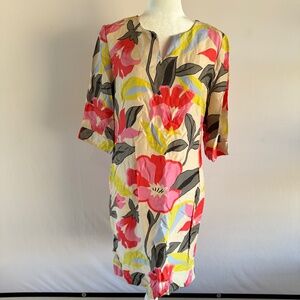 August Silk Floral Midi Dress Boho Elegant Summer Wedding Guest Size 10 vintage